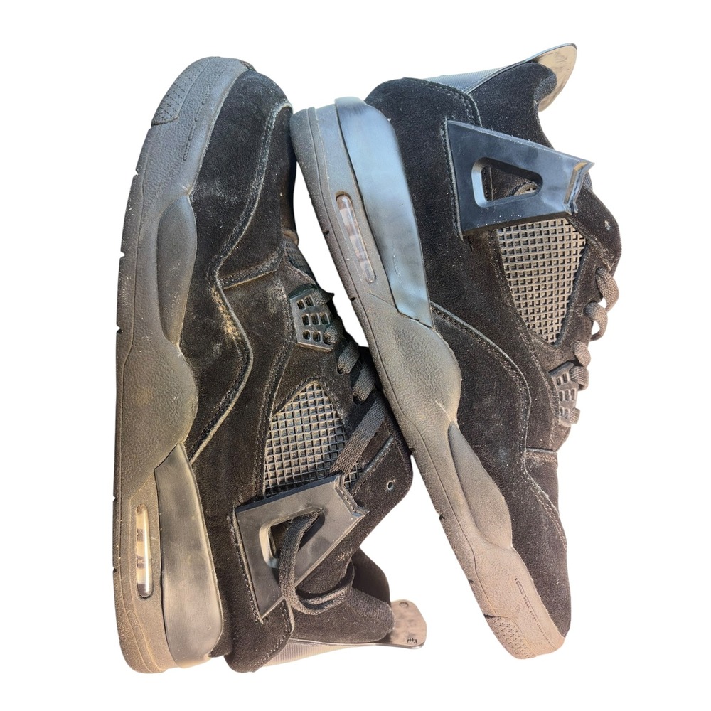 Jordan 4 Retro Black Cat Triple Black Suede Sneakers 555331-006 Size 7 Salvage